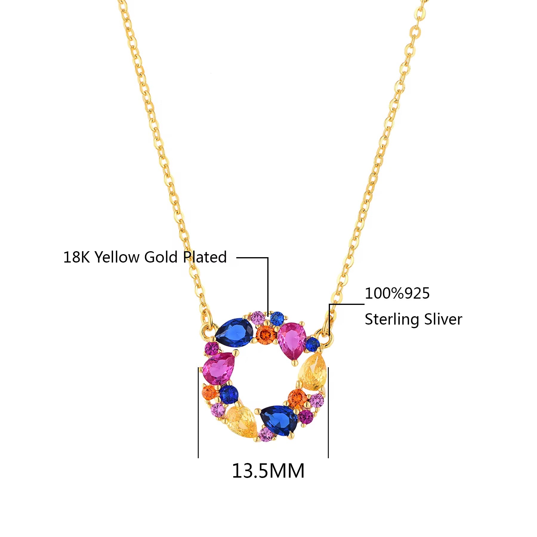 Multi color CZ Stud Necklace