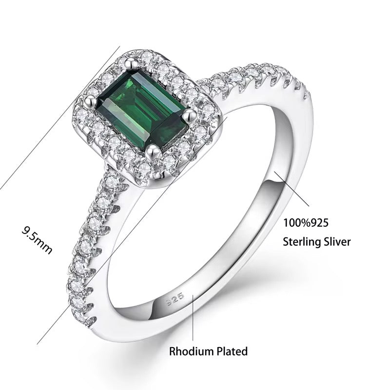 Green Stone Emerald cut Ring