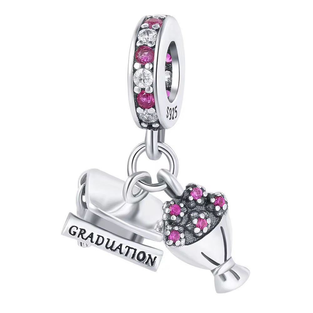 Graduation Hat & Flower Charm
