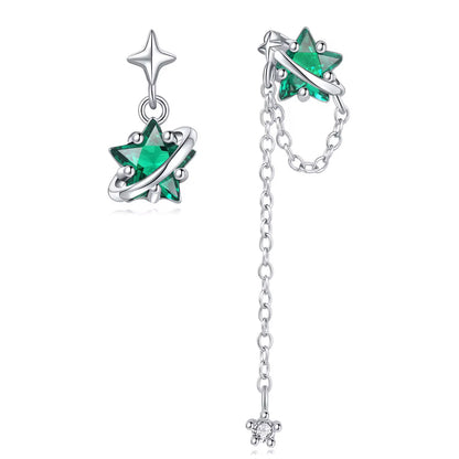 Green Star Tassel Earrings