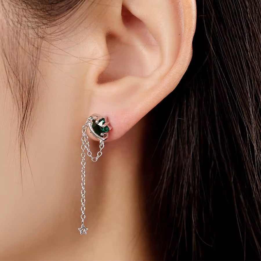 Green Star Tassel Earrings