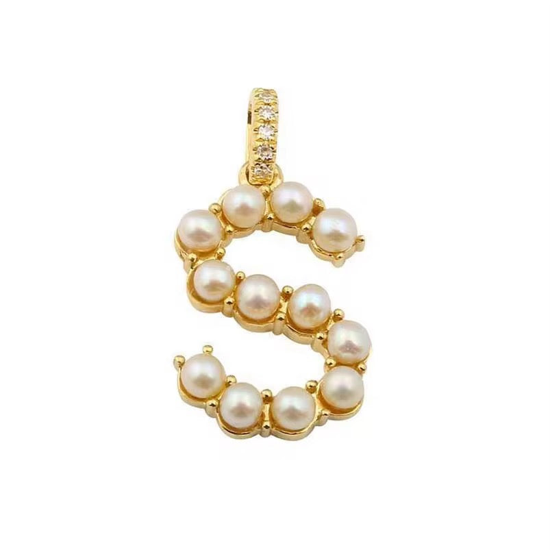Initial Charm Pearl Letter Pendant