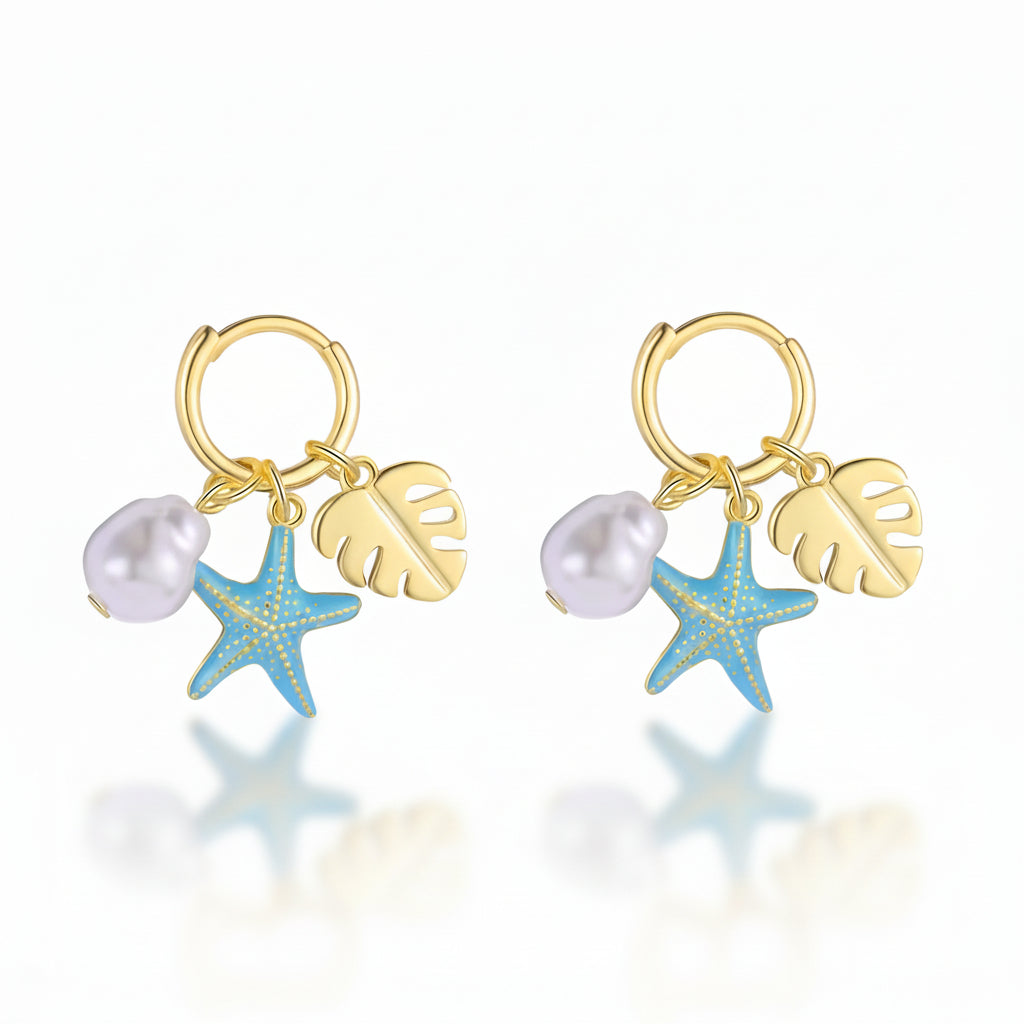Starfish Hoop Dangle Earrings