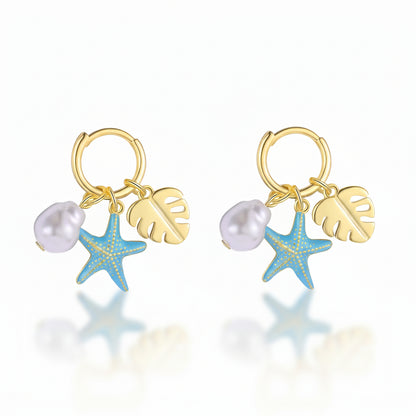 Starfish Hoop Dangle Earrings
