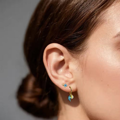 Starfish Hoop Dangle Earrings