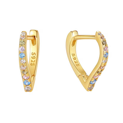 CZ Heart Hoop Earrings