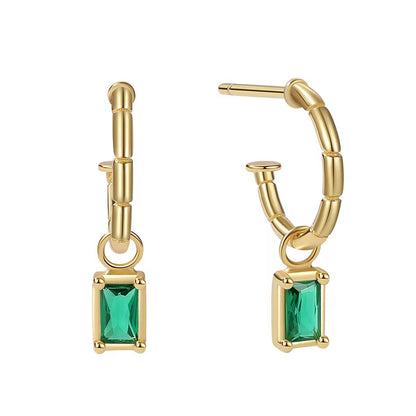 Green Stud Dangle Earrings