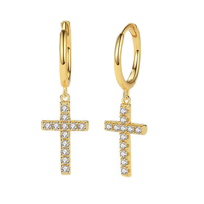 Hoop Dangle Cross Earrings