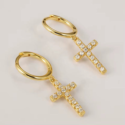 Hoop Dangle Cross Earrings
