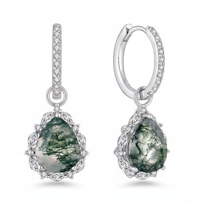 Agate Hoop Dangle Earrings