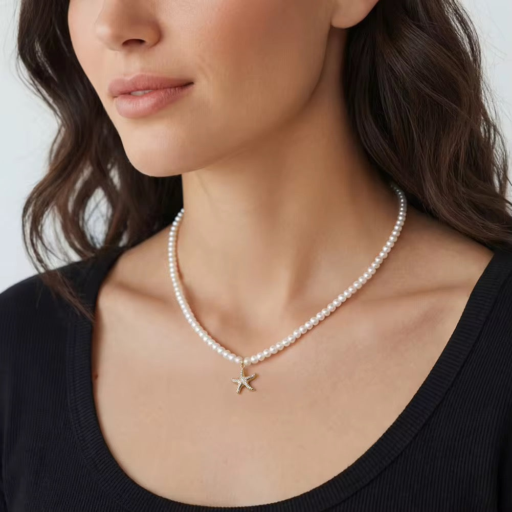Pearl Necklace with Starfish