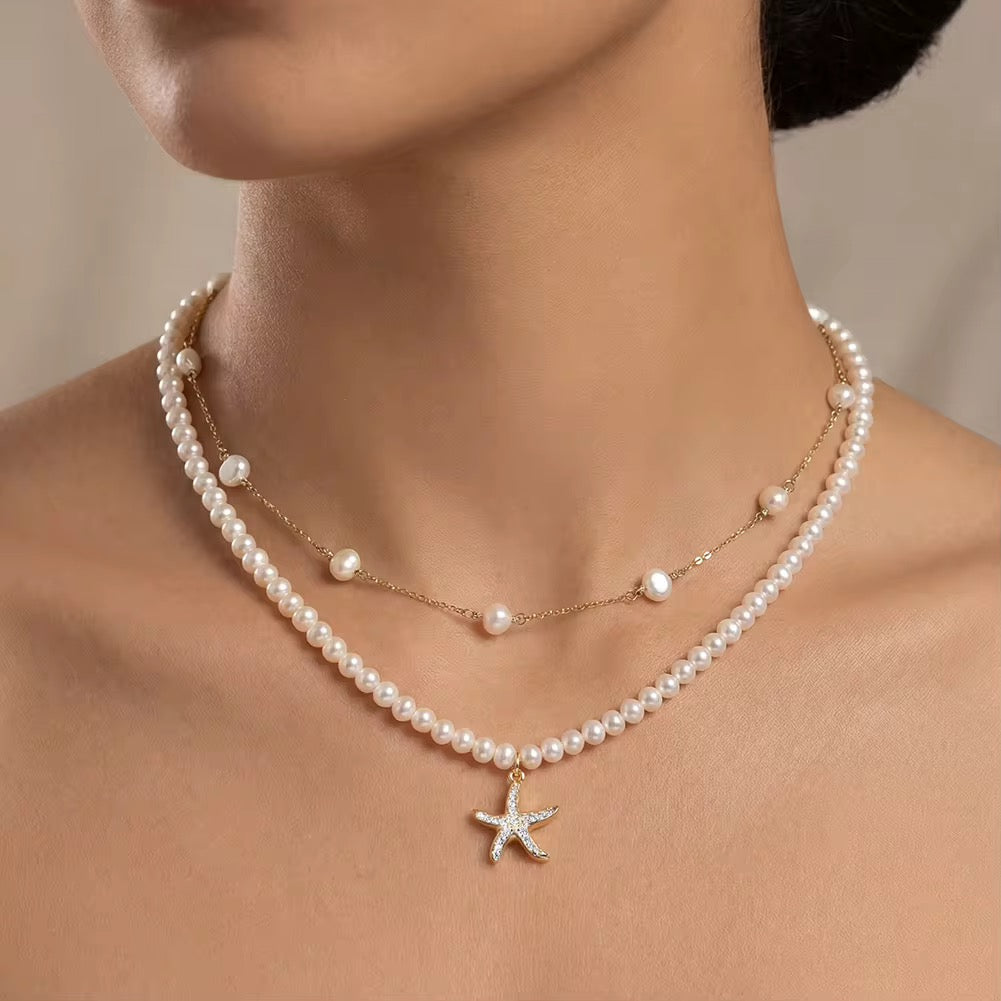 Pearl Necklace with Starfish