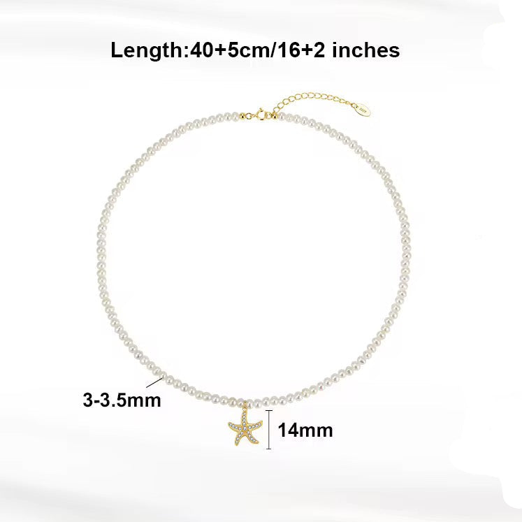 Pearl Necklace with Starfish