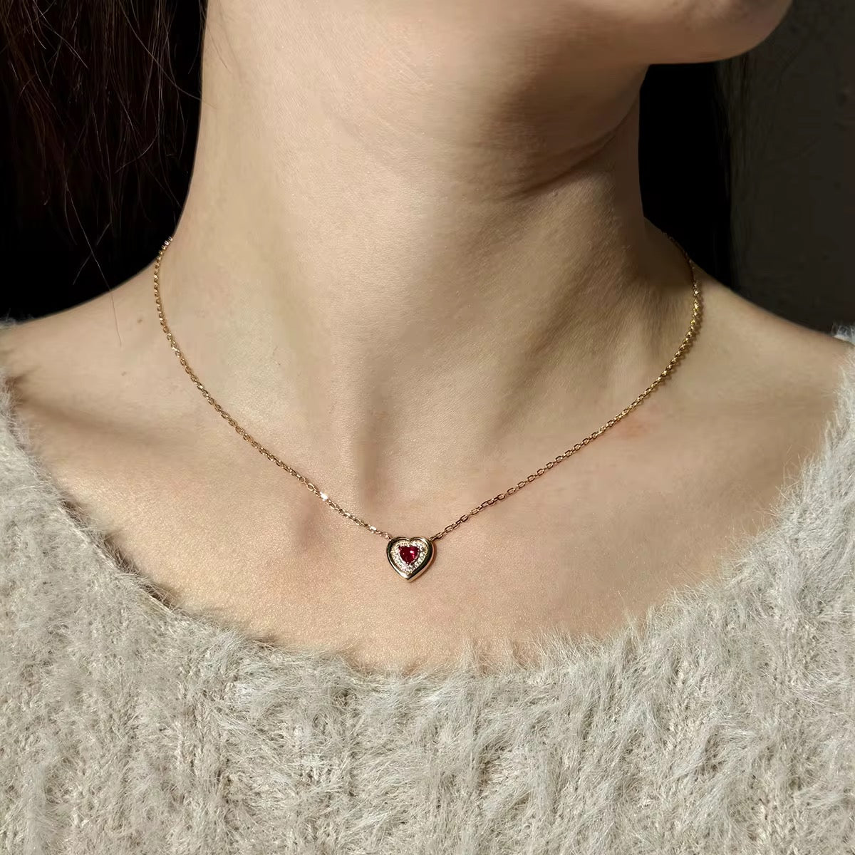 Ruby Heart Necklace