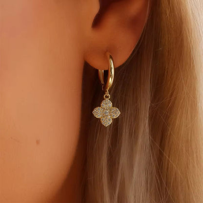 Four-Leaf Hoop Dangle