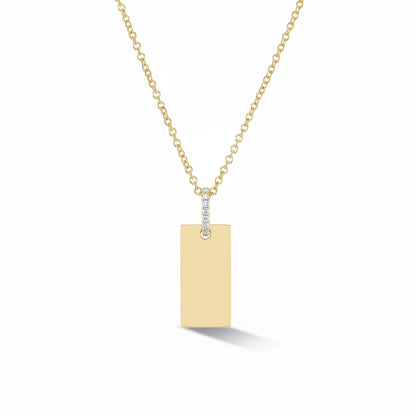 Engravable Rectangle Tag Pendant Necklace