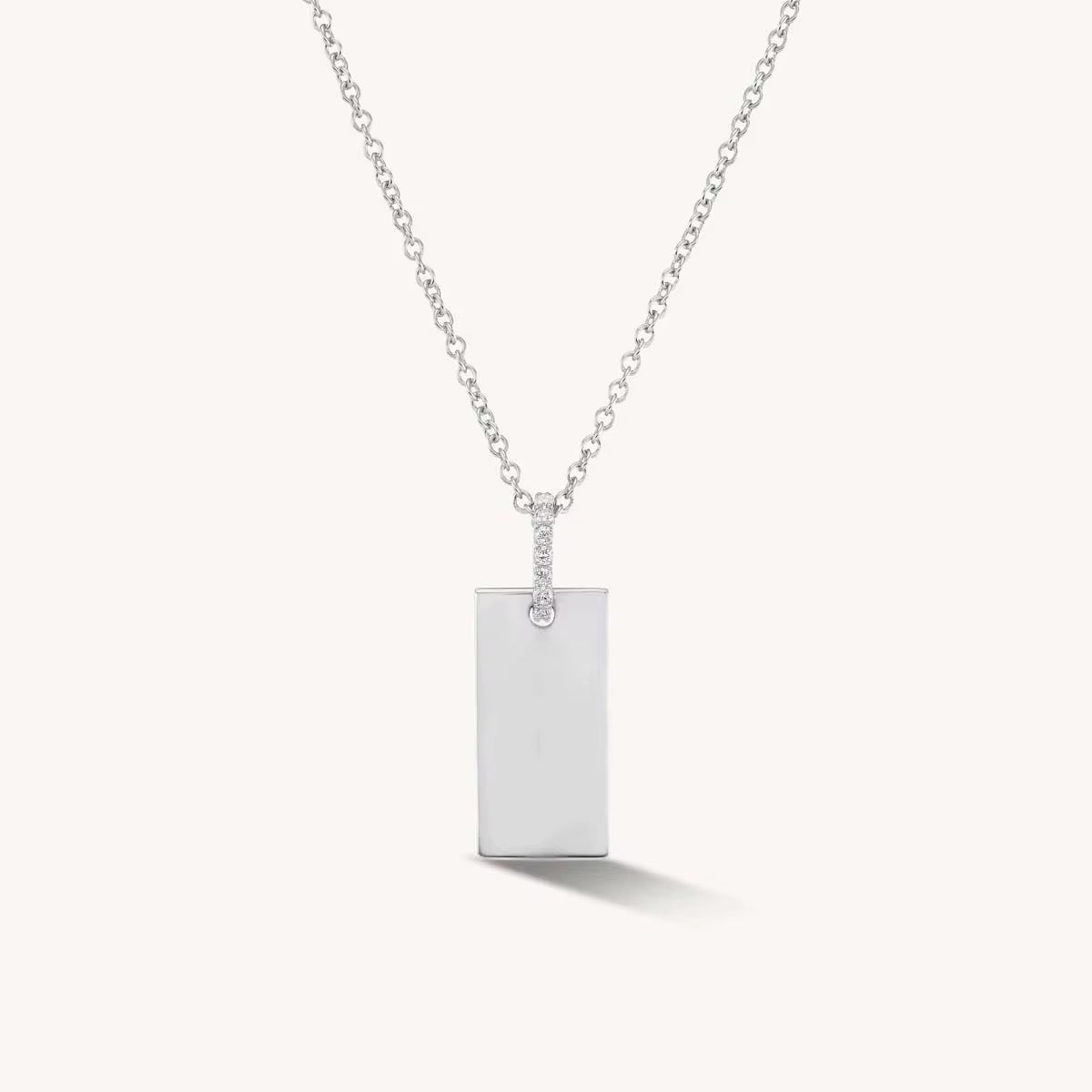 Engravable Rectangle Tag Pendant Necklace