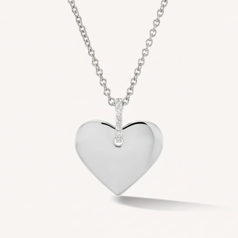 Engravable Heart Tag Pendant Necklace