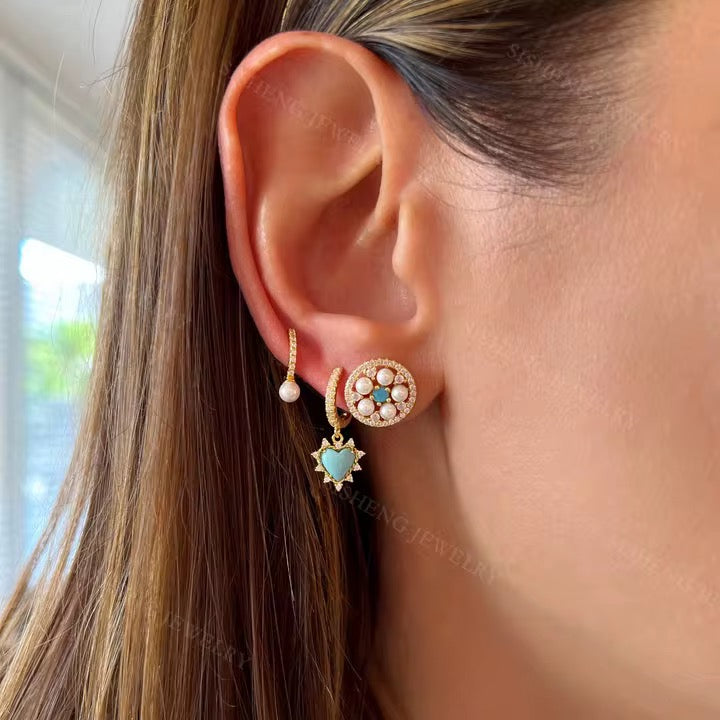 Heart Hoop Dangle Earrings