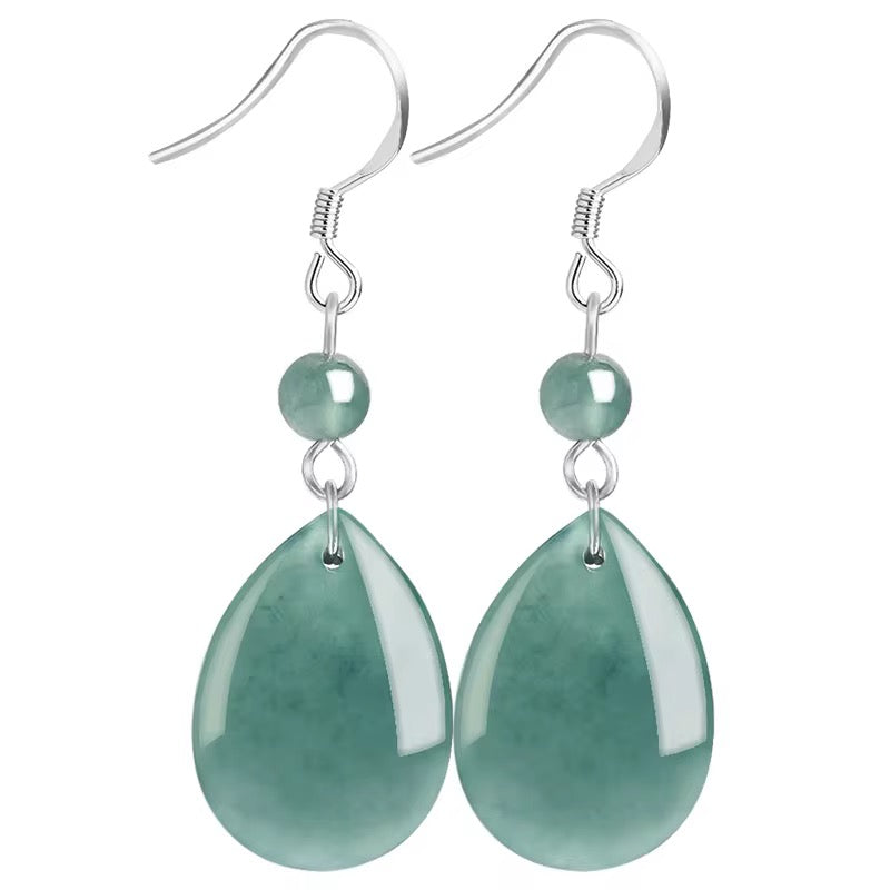 Natural Jadeitea Water droplets Earrings
