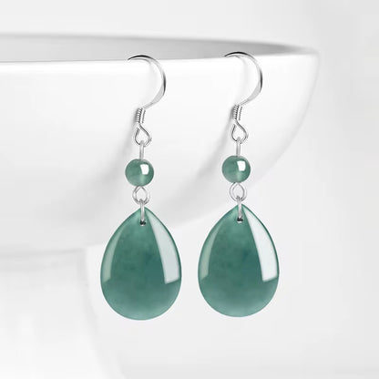 Natural Jadeitea Water droplets Earrings