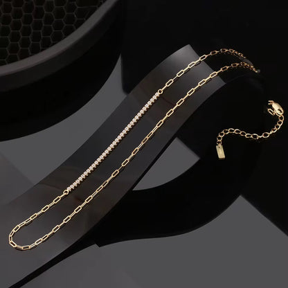 Tennis Paperclip Chain Necklace