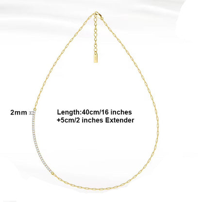Tennis Paperclip Chain Necklace