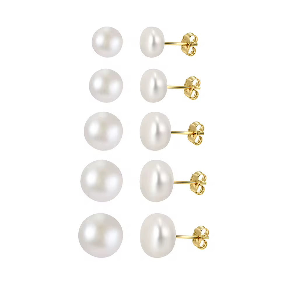 Classic Pearl Studs in White
