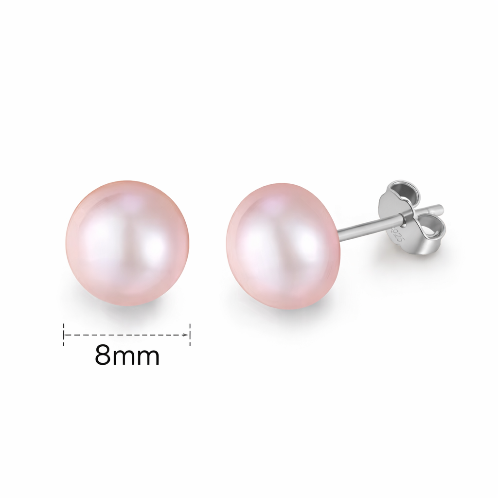 Pink Pearl Stud Earrings