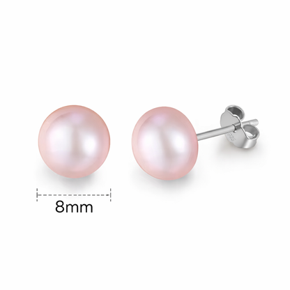 Pink Pearl Stud Earrings