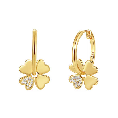 Four Leaf Clover Hoop Earrings