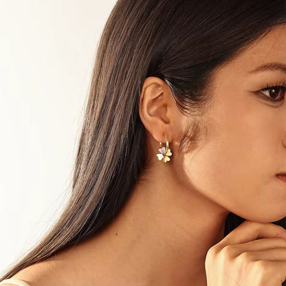 Four Leaf Clover Hoop Earrings