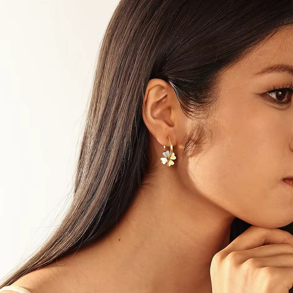 Four Leaf Clover Hoop Earrings