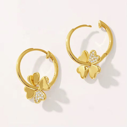 Four Leaf Clover Hoop Earrings