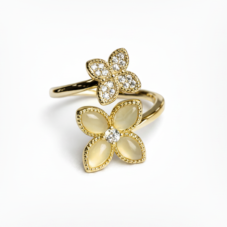 Moonstone Clover Ring