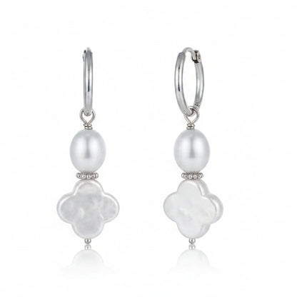 Four Leaf Clover Pearl Earrings