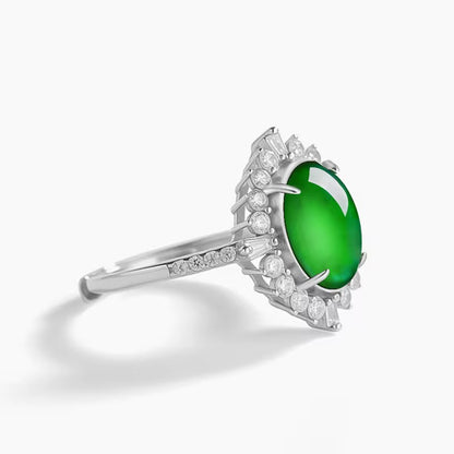 Oval emerald green Jade Ring