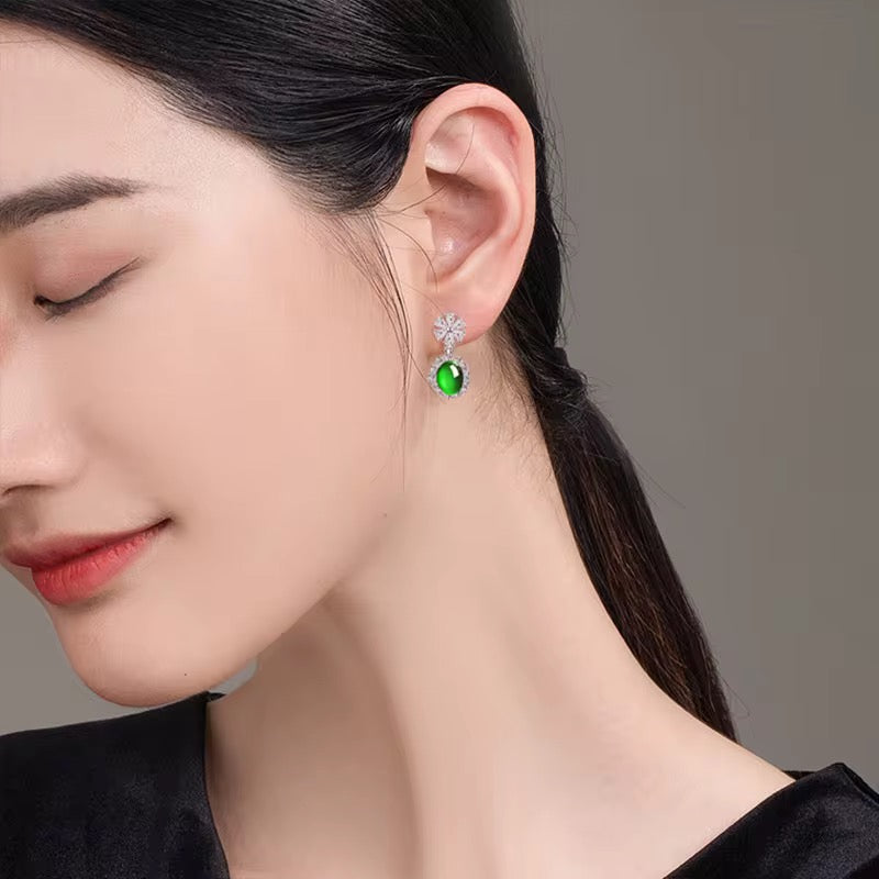 Jade Drop Stud Earrings