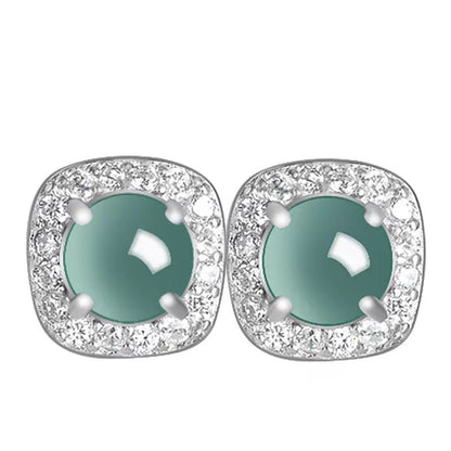 Square Jade Stud Earrings