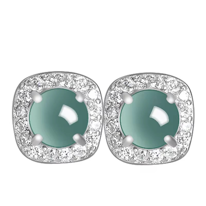 Square Jade Stud Earrings