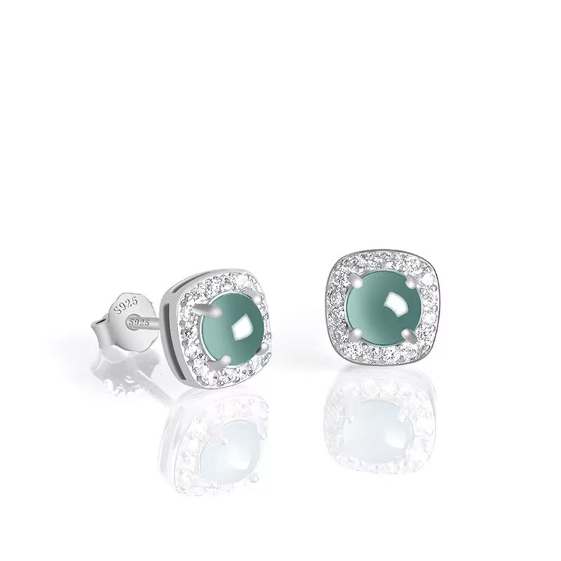 Square Jade Stud Earrings