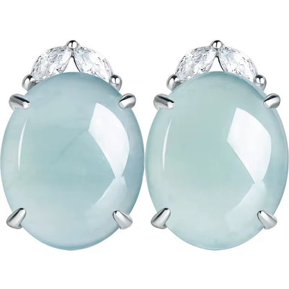 Oval Jade Stud Earrings
