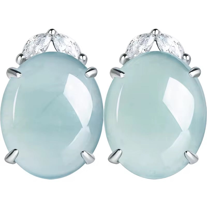 Oval Jade Stud Earrings