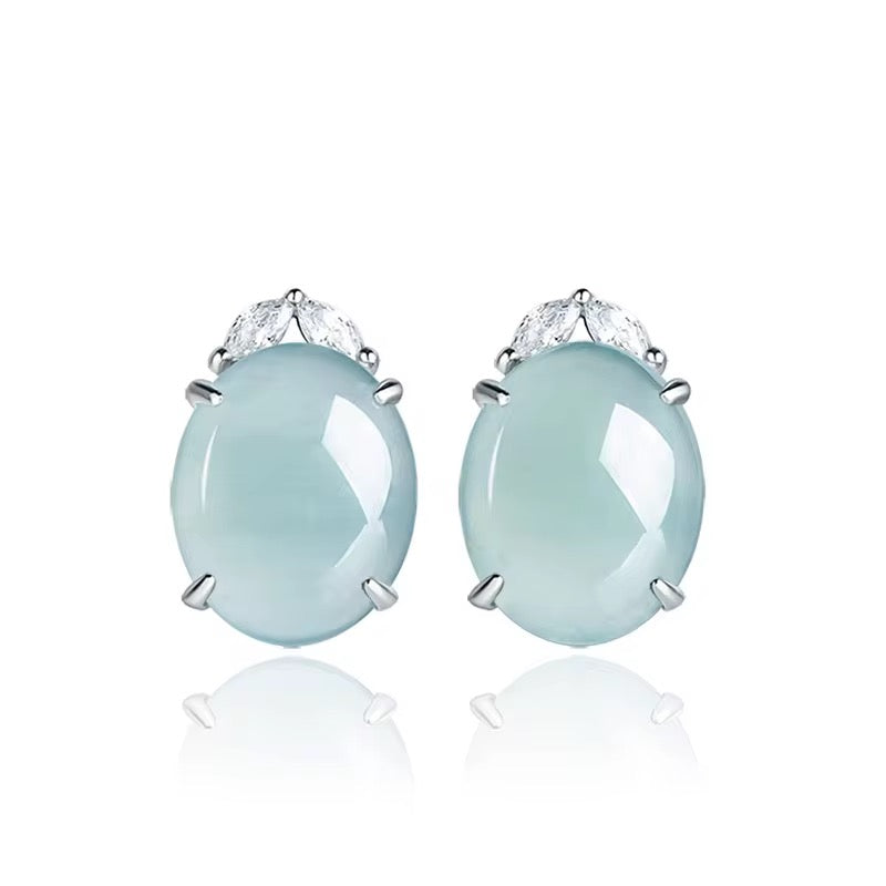 Oval Jade Stud Earrings