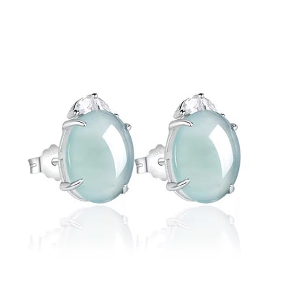 Oval Jade Stud Earrings