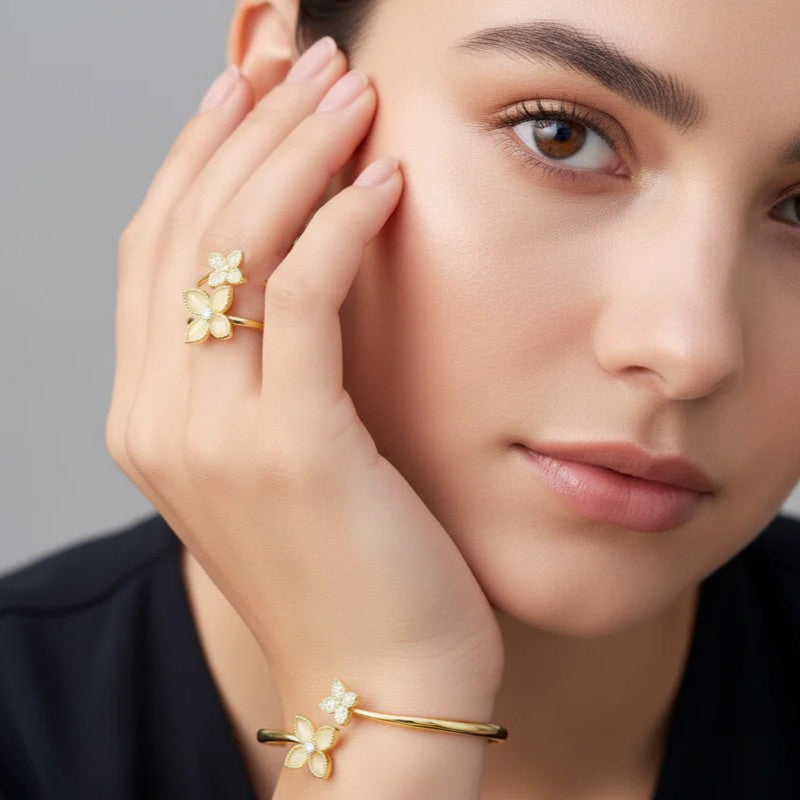 Moonstone Clover Bangle