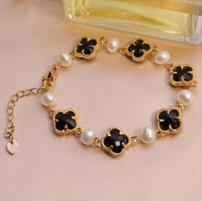Black Clover Pearl Bracelet