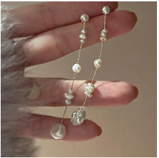 Long Drop Pearl Earrings