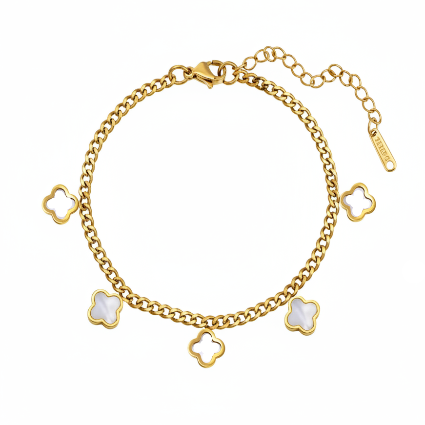 Lucky Clover Charm Bracelet Stainless Steel