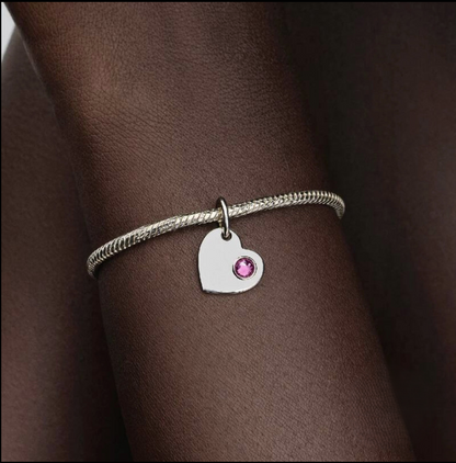 Heart Red Stone Dangle Charm